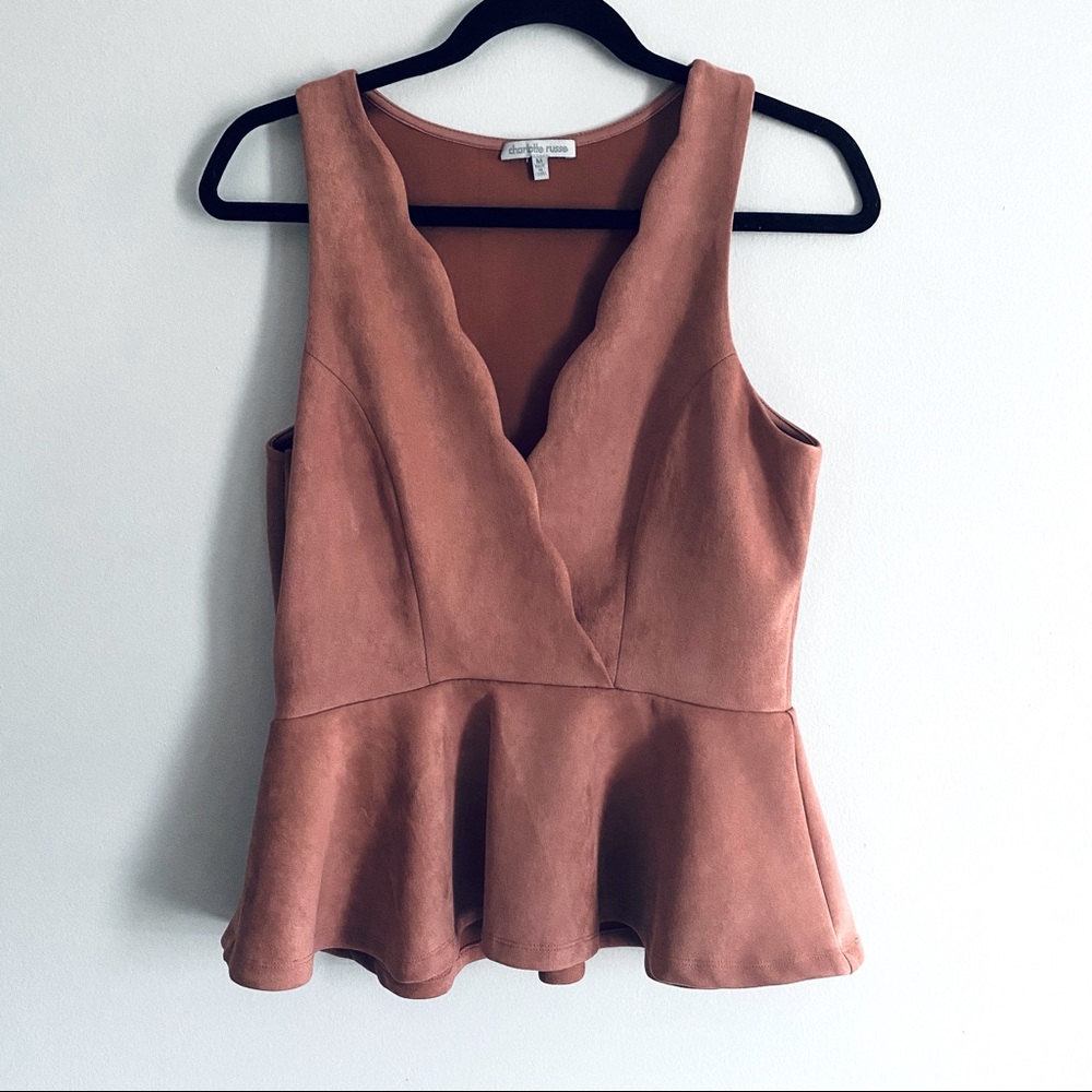 Charlotte Russe Women's Dusty Rose Pink Peplum V Neck Tank Top Size Medium